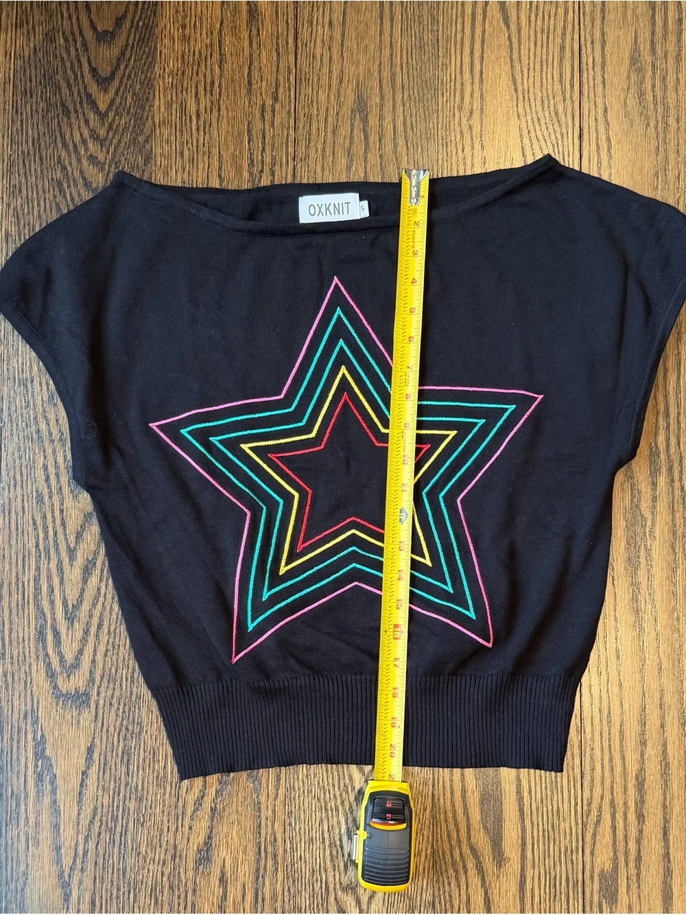 Oxknit Retro Star Relaxed Black Cotton Knit Top - Picture 4 of 5